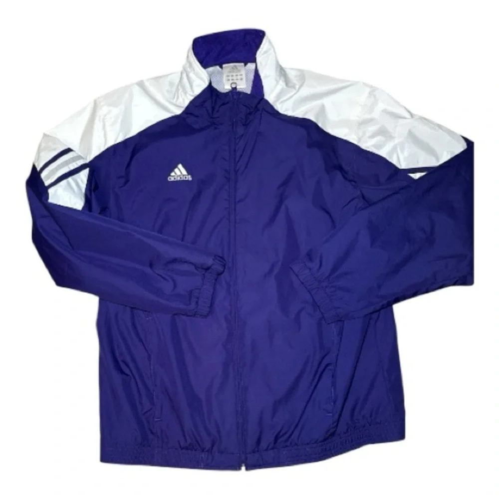 Adidas Men's Windbreaker Zip Jacket Medium Purple White Vintage